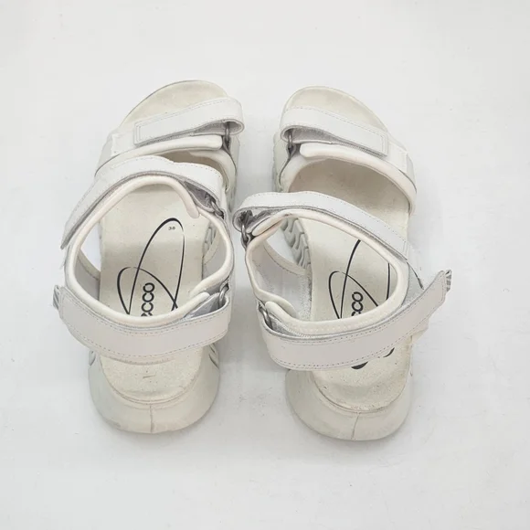 Ecco Gruuv Sol White Leather Sandals 38 7 7.5 Comfort Walking Travel Minimalist - Picture 5 of 9